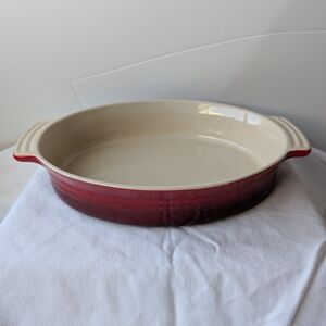 Le Creuset Red Oval Stoneware Baking Dish Tab Handles
